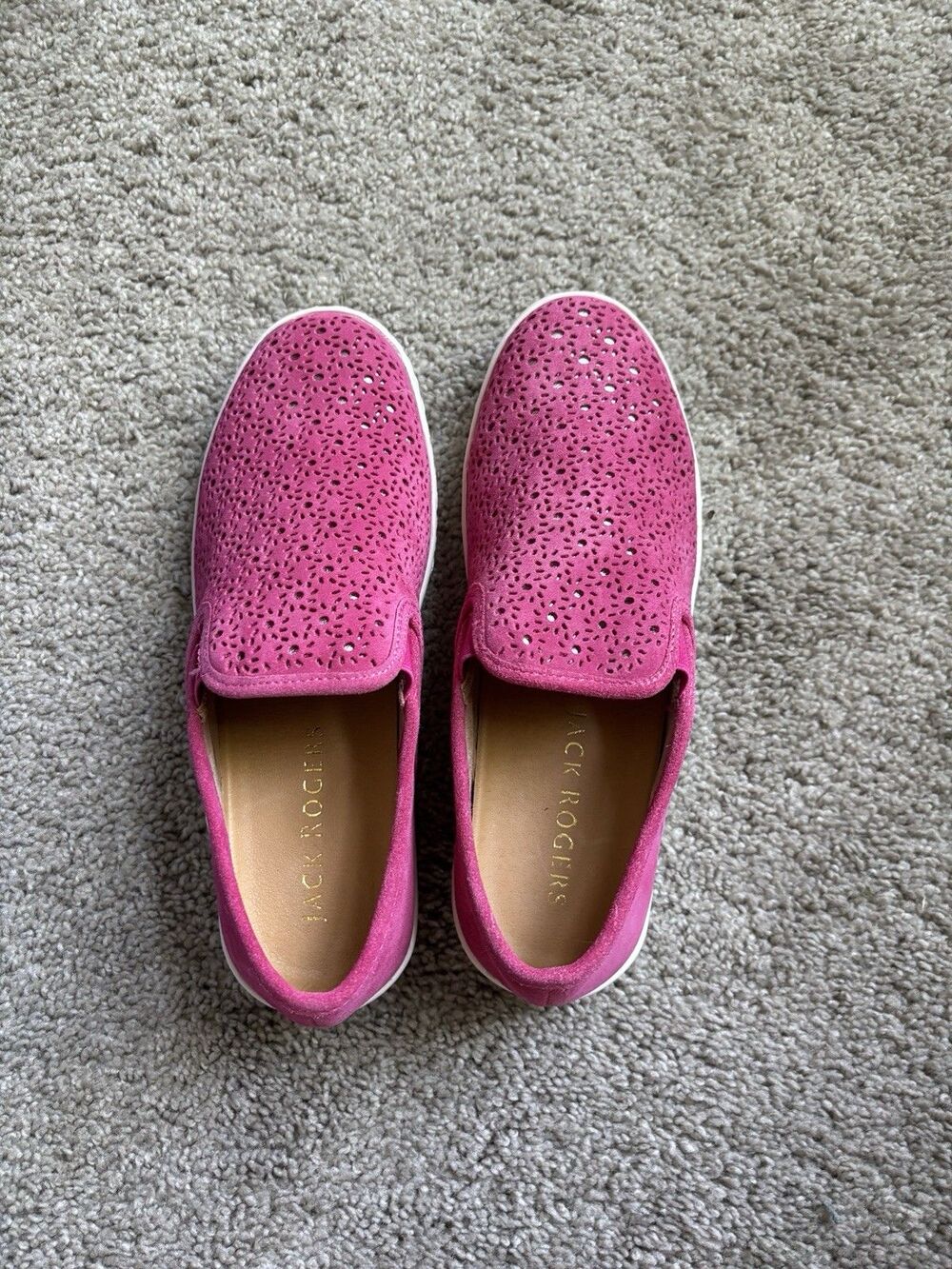 Women’s Jack Rogers Ronnie Suede Pink Raspberry Slip-On Dressy Sneaker 8.5